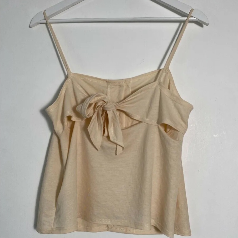 Topshop Button Cami Top Size 12 Beige Tie Back - Picture 3 of 4
